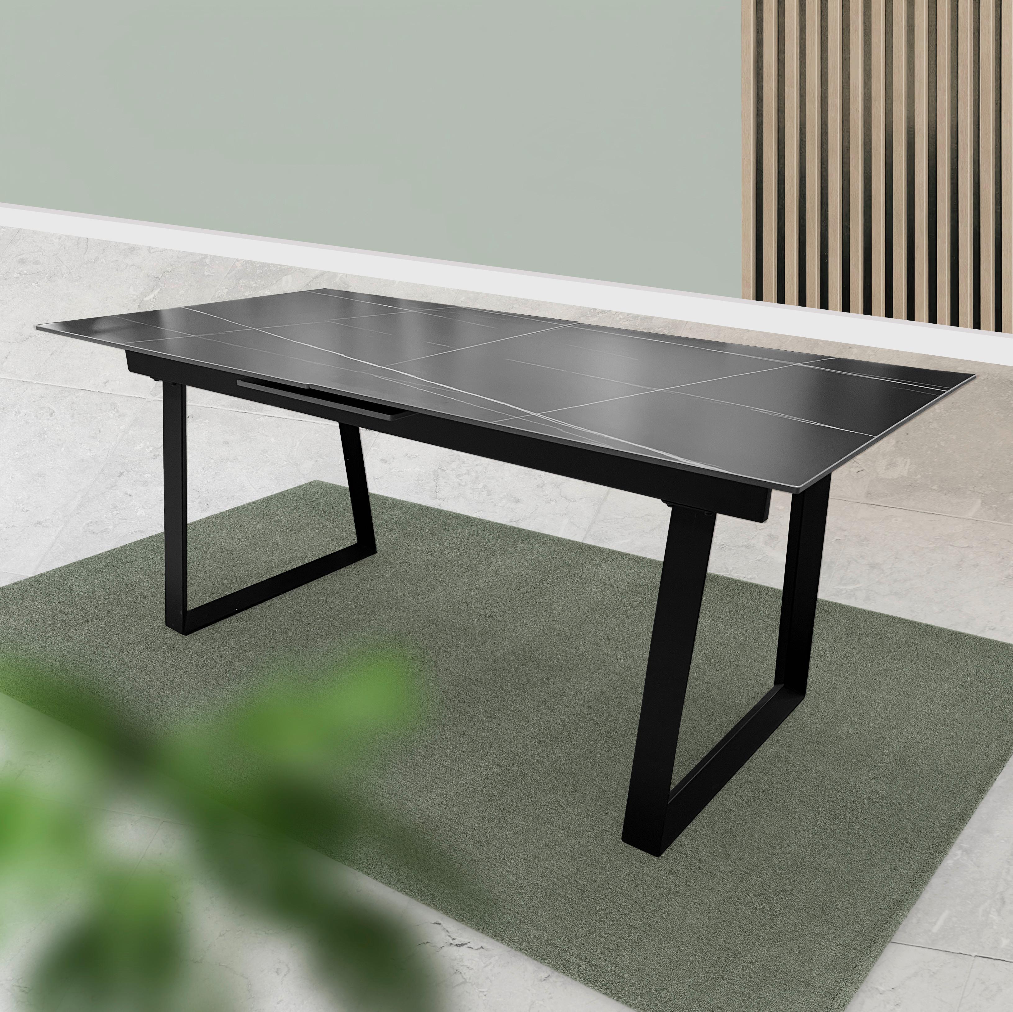 Kihúzható Asztal Rio  180 Giga-S - fekete/szürke, Modern, fém/kerámia (180-220/75/90cm)