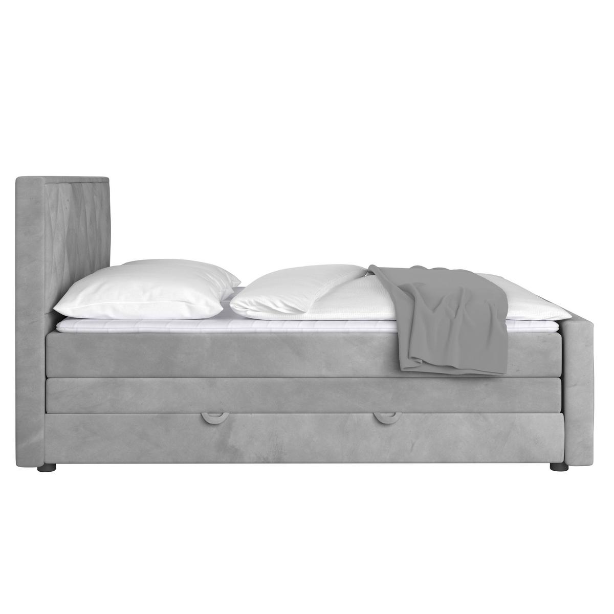 Boxspringbett Porto 180x200 cm Hellgrau - Hellgrau/Schwarz, MODERN, Karton/Holzwerkstoff (180/200cm) - MID.YOU