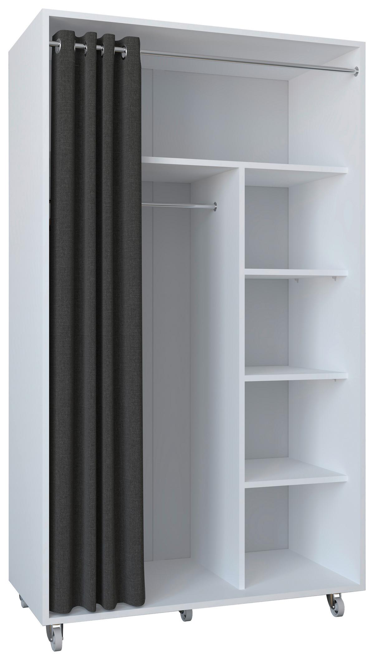 Kleiderschrank Ostila Weiß B: 101 cm - Weiß/Grau, Design, Holzwerkstoff/Kunststoff (101/175/51cm) - MID.YOU