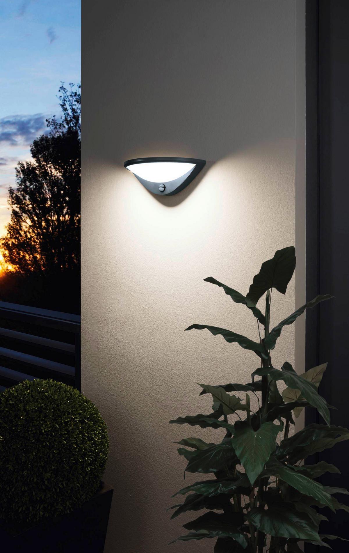 Außenwandleuchte Belcreda 9w Metall Kunststoff, Wandmontage - Anthrazit/Weiß, KONVENTIONELL, Kunststoff/Metall (33/12,5/16,5cm) - Eglo