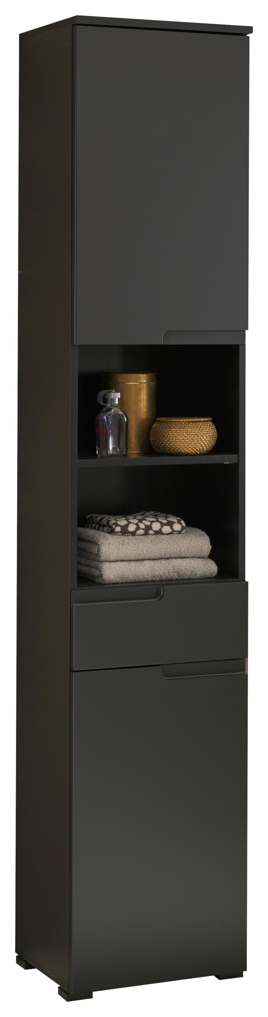 Hochschrank Spice BxH: 40x191 cm Schwarz Stehend - Schwarz, MODERN, Holzwerkstoff (40/191/32cm) - MID.YOU