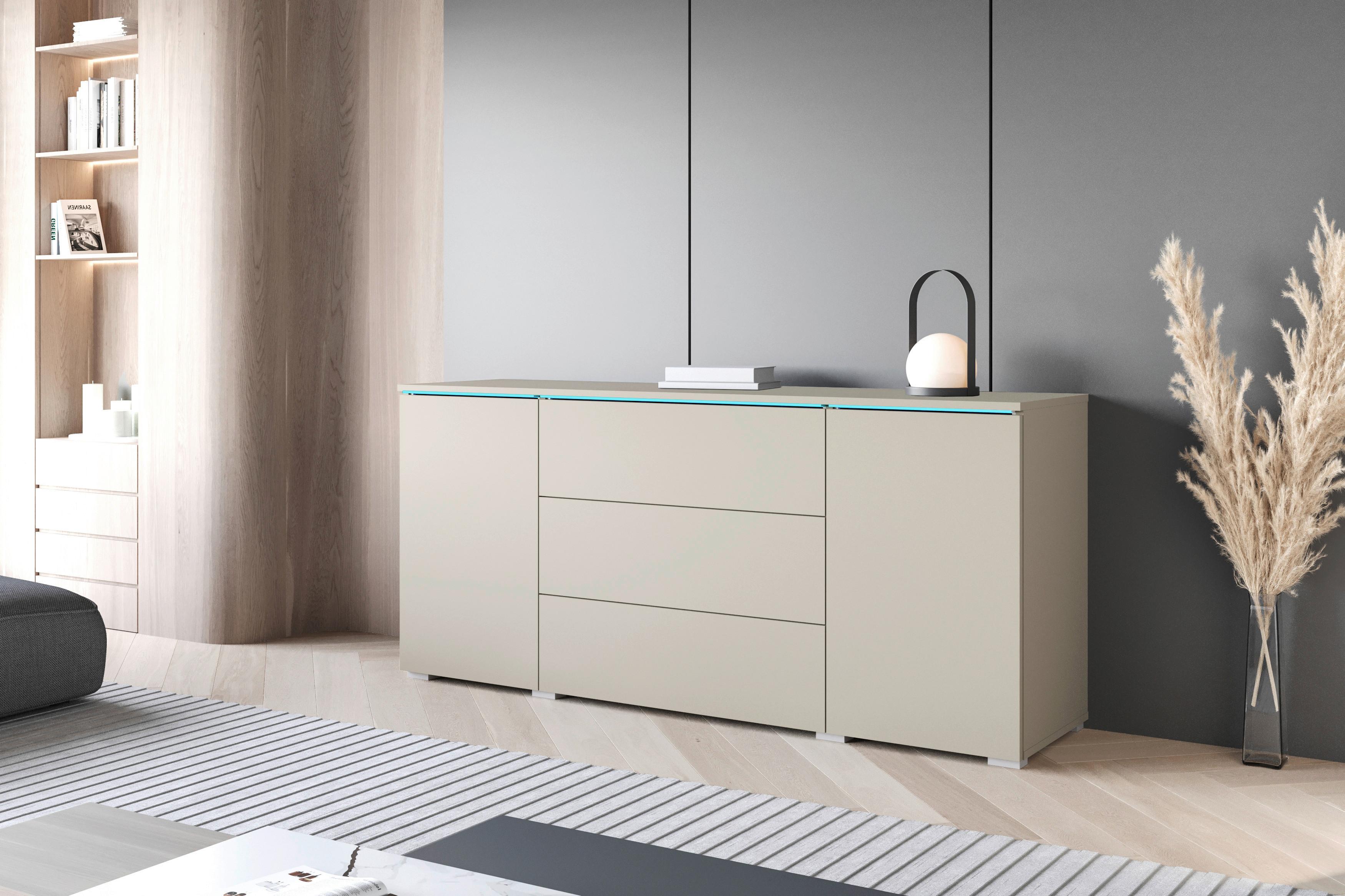 ŠIROKÁ KOMODA VERA 150 - šedá/kašmírová, Trend, kompozitní dřevo/plast (150/67,9/39,5cm)