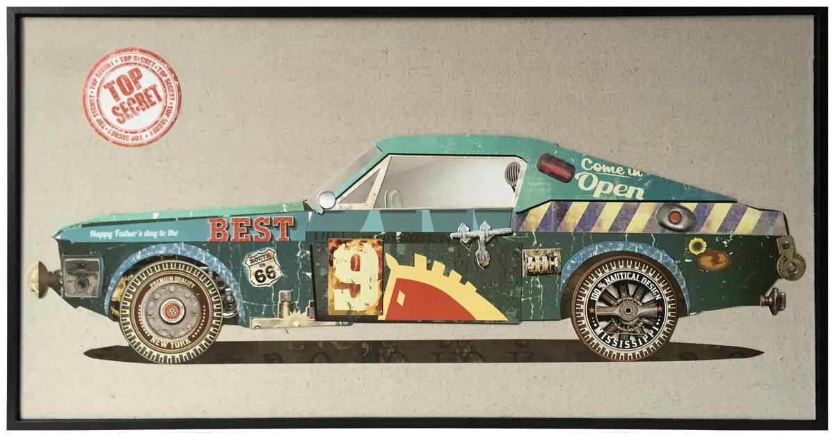 Bild Rennwagen Grün, B: 42 cm - Grün, LIFESTYLE, Holz/Textil (42/82/2,5cm) - Kayoom