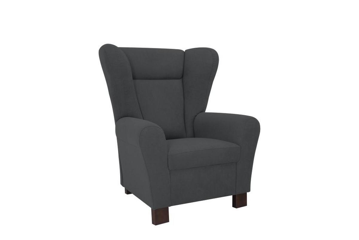 Křeslo ušák CHANDLER, grafitová - barvy grafitu/hnědá, Design, dřevo/kompozitní dřevo (95/109/97cm) - Ondega