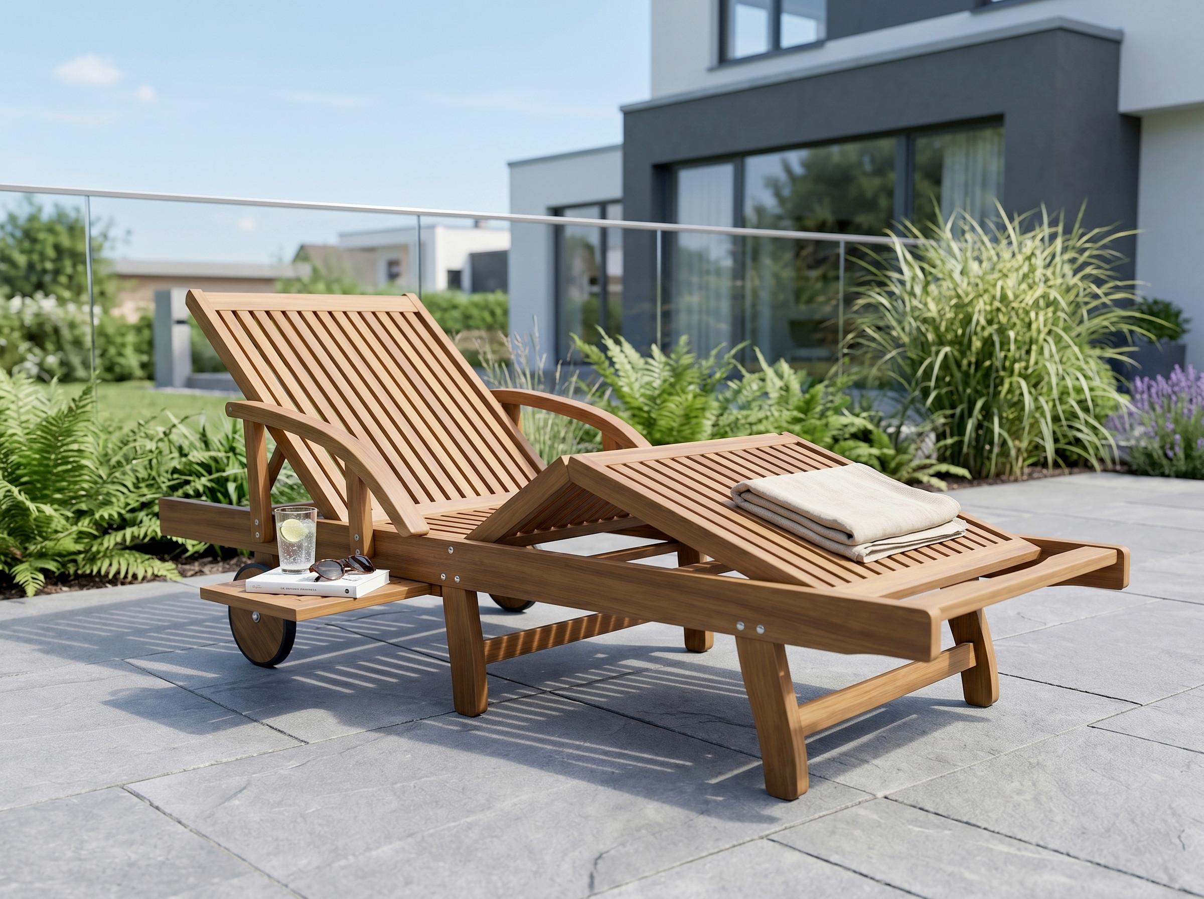 Sonnenliege aus Eukalyptusholz 200x68x83 cm - Eukalyptusholzfarben, Basics, Holz (200/68/83cm)