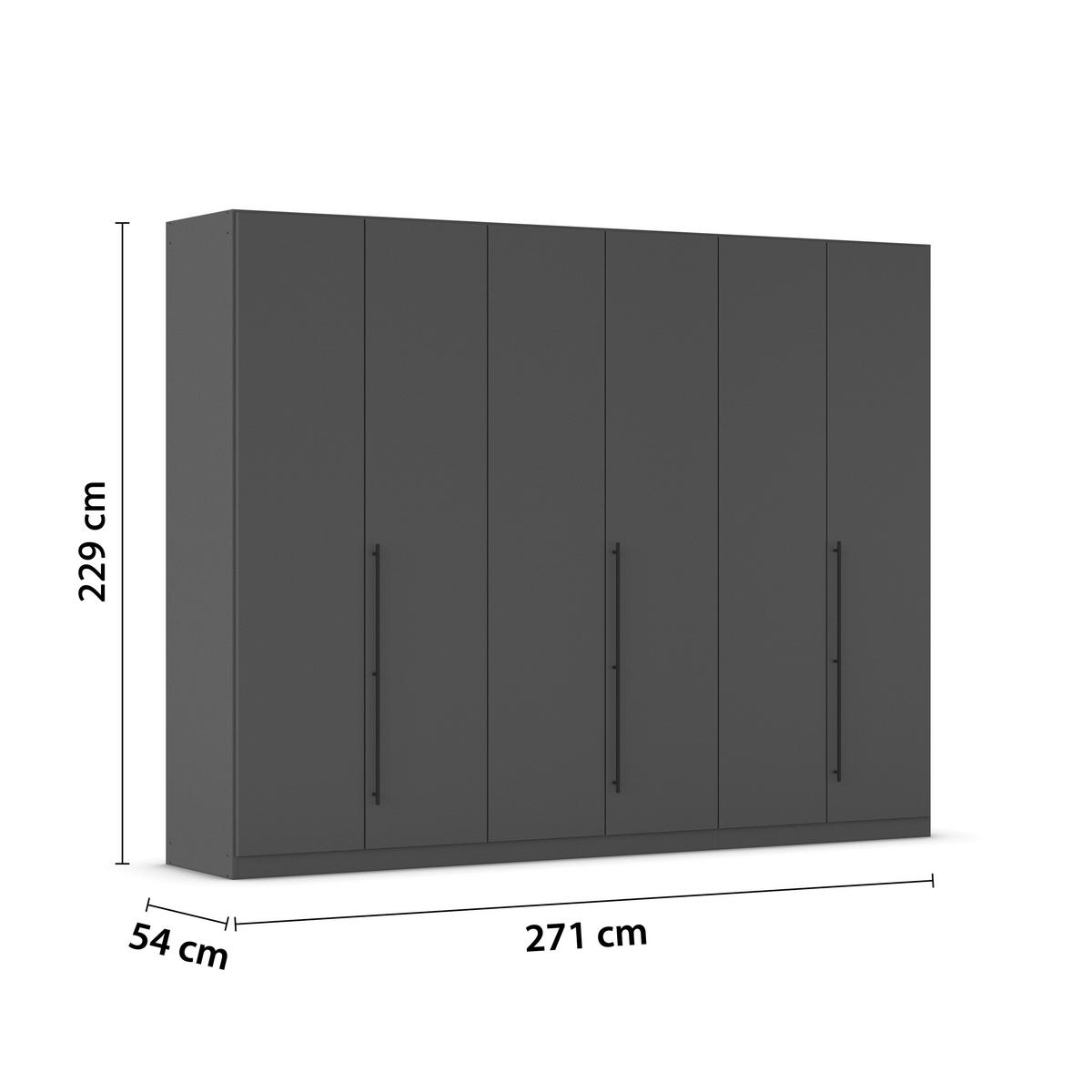 Kleiderschrank Safari B: 271 cm - Grau, KONVENTIONELL, Holzwerkstoff (271/229/54cm)