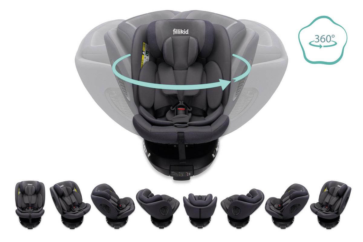 Kinderautositz Leon Grau B: 45 cm - Grau, Basics, Kunststoff/Textil (55/45/90cm) - Fillikid