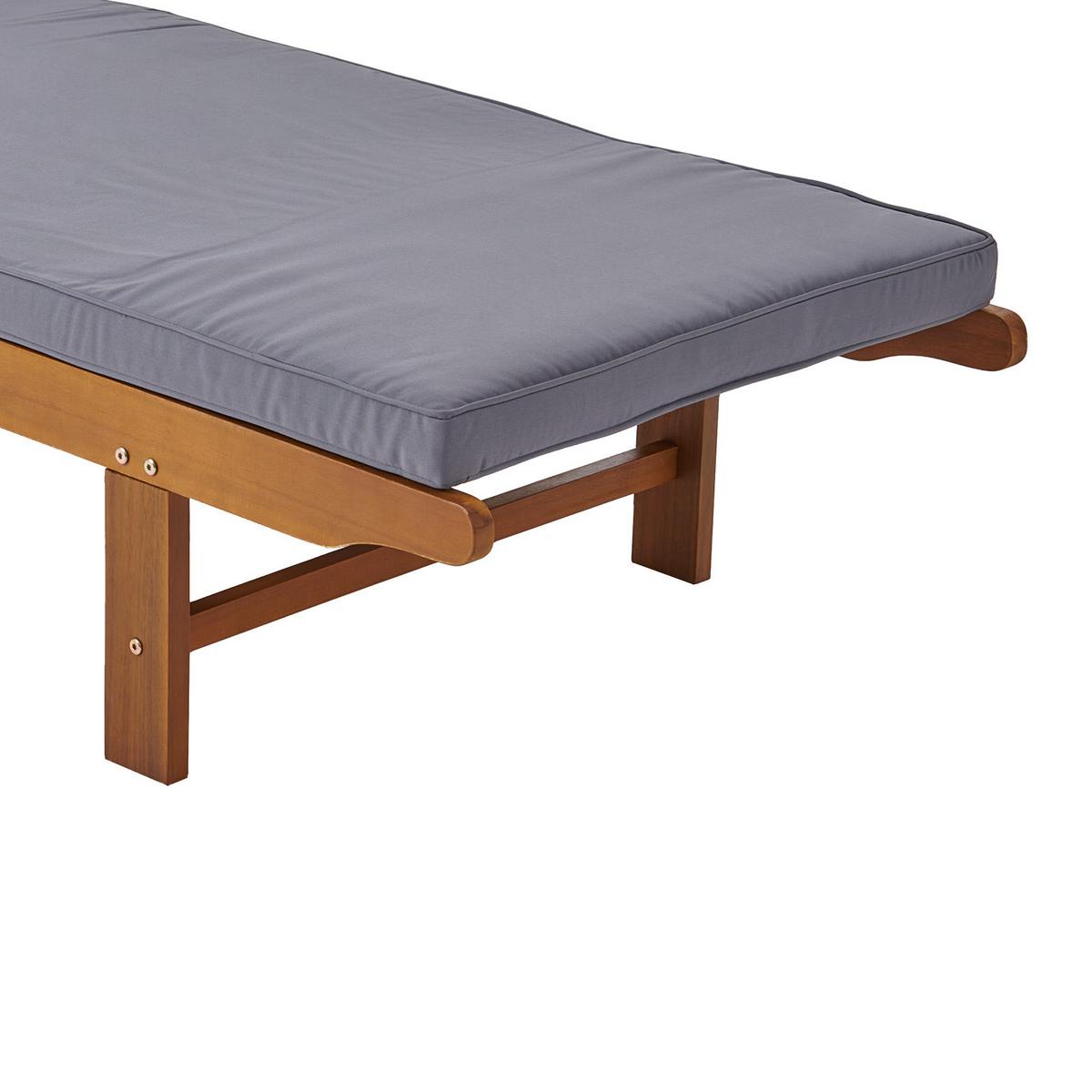 Sonnenliege Borkum Aus Akazienholz mit Auflage - MODERN, Holz/Textil (63/91-30/198cm) - Beldano