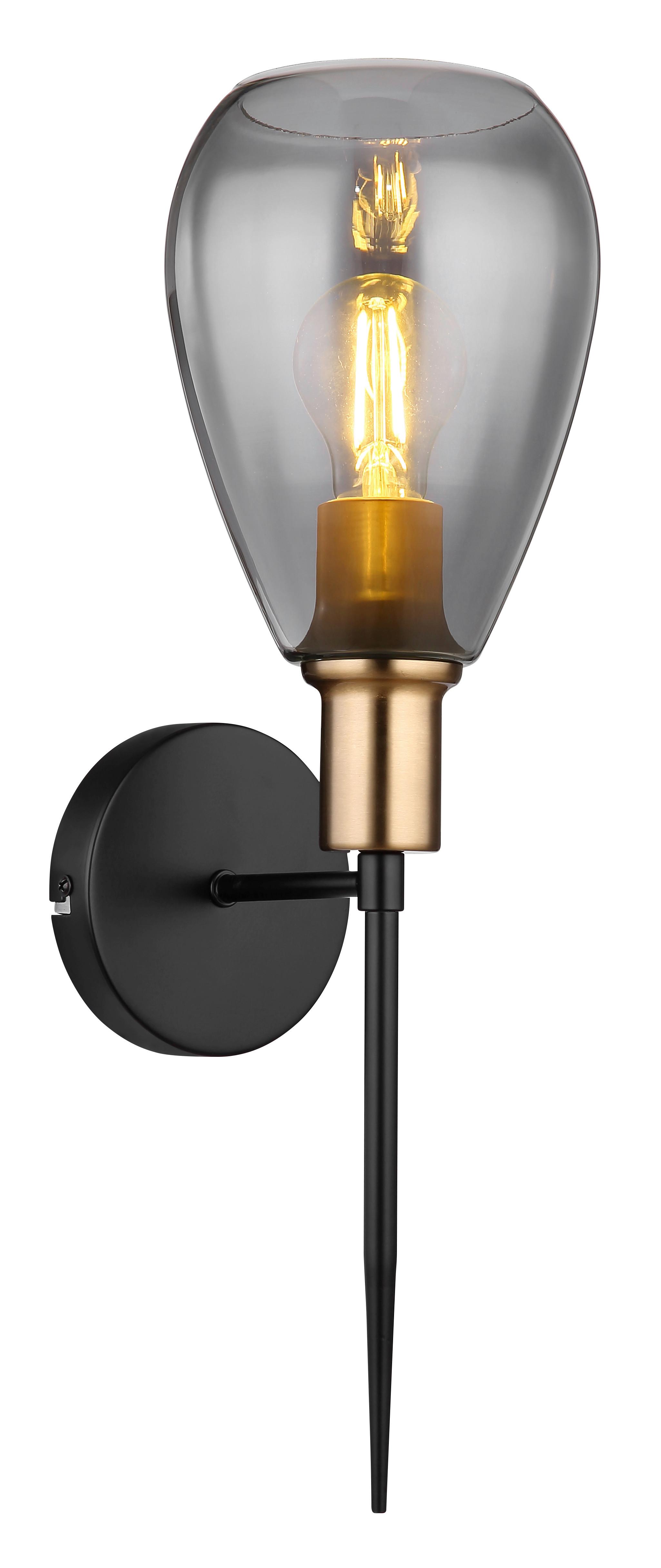 Wandleuchte 15563w 1-Flammig - Messingfarben/Schwarz, Design, Glas/Metall (15/19/48cm) - Globo