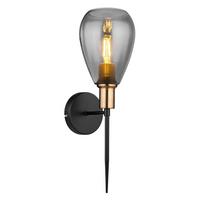 Wandleuchte 15563w 1-Flammig - Messingfarben/Schwarz, Design, Glas/Metall (15/19/48cm) - Globo