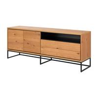 Kommode B 197,8 cm Dalarna, Eichefarben/Schwarz - Eichefarben/Schwarz, Natur, Holzwerkstoff/Metall (197,8/75,8/45cm) - MID.YOU