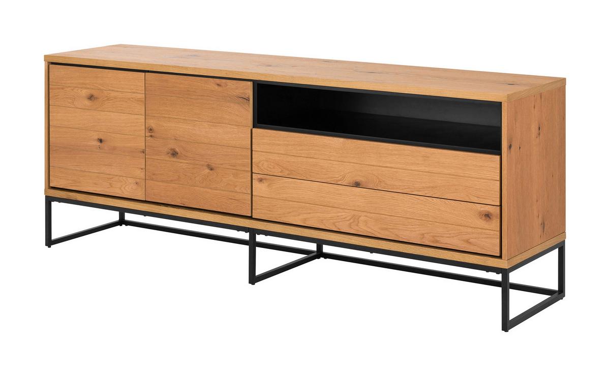 Kommode B 197,8 cm Dalarna, Eichefarben/Schwarz - Eichefarben/Schwarz, Natur, Holzwerkstoff/Metall (197,8/75,8/45cm) - MID.YOU