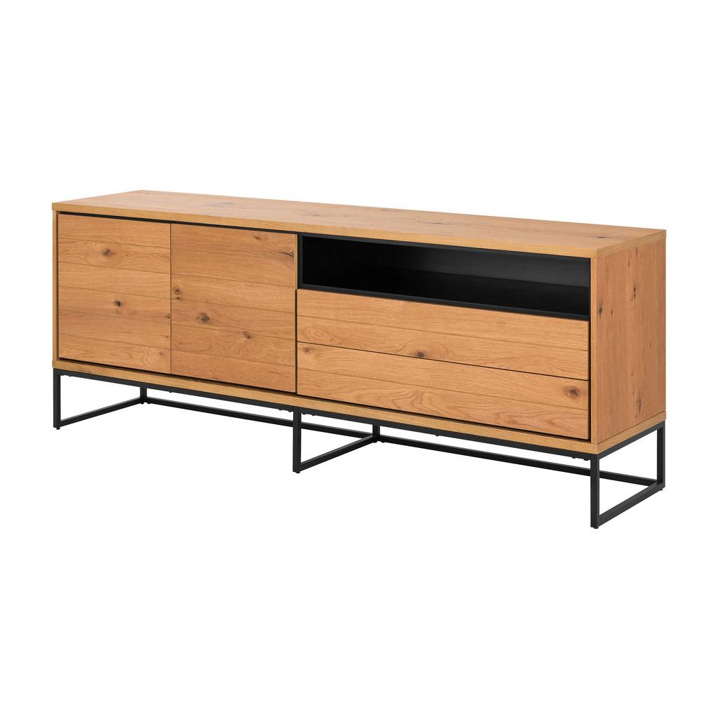 Kommode B 197,8 cm Dalarna, Eichefarben/Schwarz