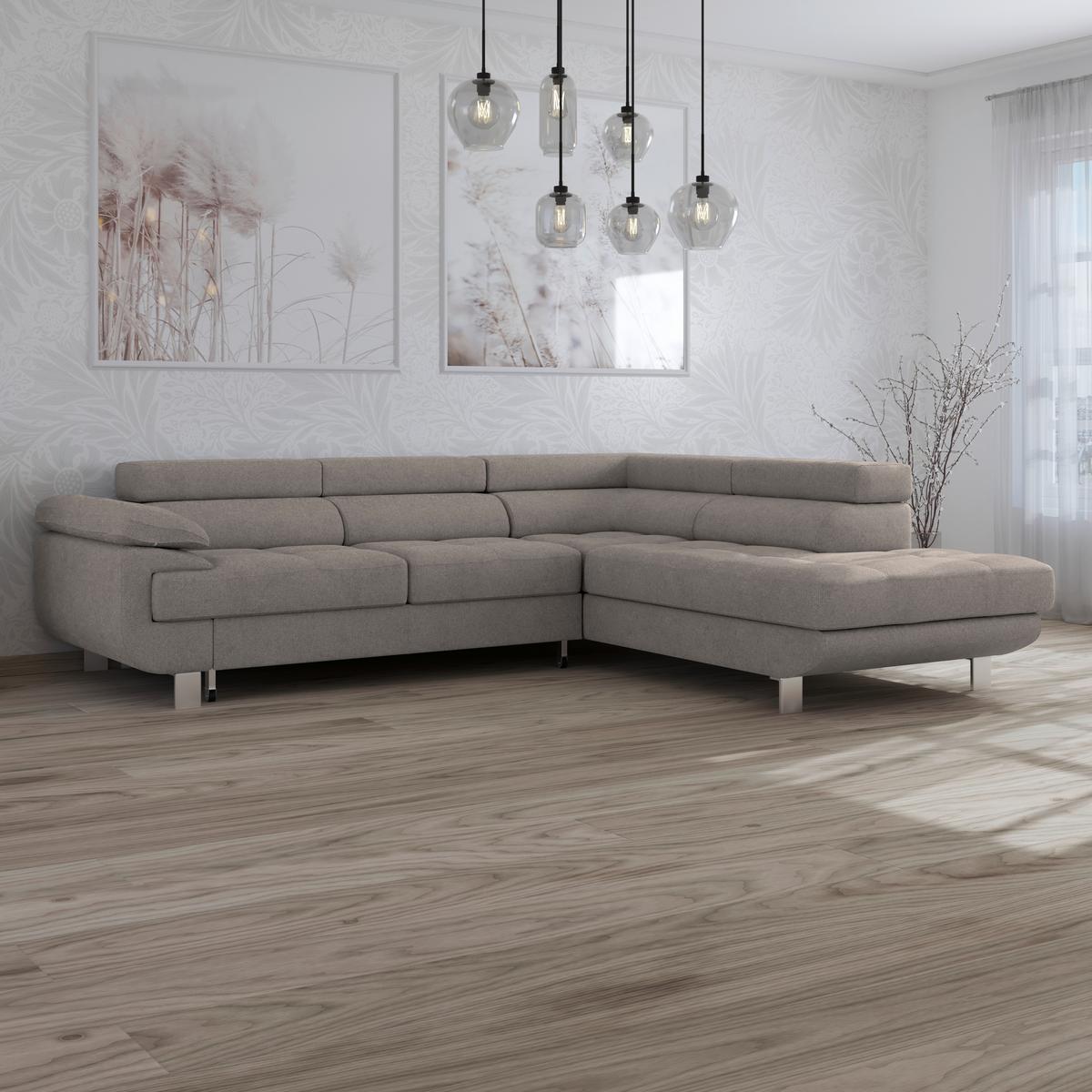 Ecksofa Savona - Graubraun, MODERN, Textil (270/230cm) - Ondega