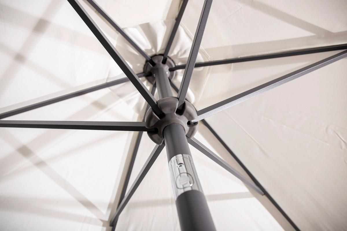 Sonnenschirm Leeds DM: 300cm H: 243cm Weiß - Ecru/Grau, KONVENTIONELL, Textil/Metall (300/300cm) - Gardenson