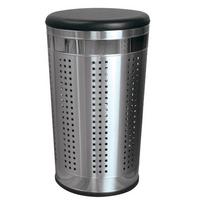 Wäschetonne Wäschekorb Mit Deckel 46l - Chromfarben/Schwarz, Basics, Metall (35/60cm)