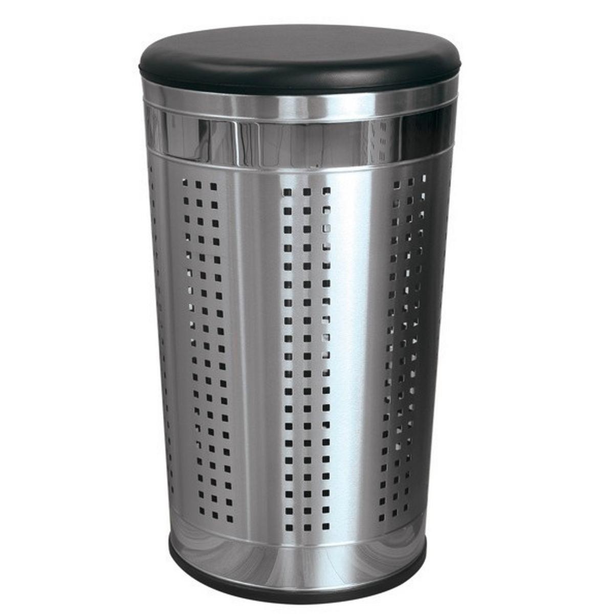 Wäschetonne Wäschekorb Mit Deckel 46l - Chromfarben/Schwarz, Basics, Metall (35/60cm)