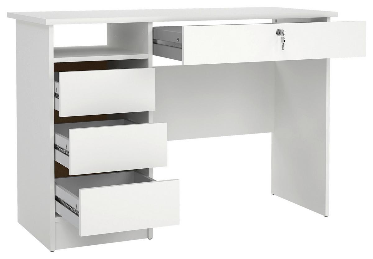 SCHREIBTISCH Function Plus,Weiß,L: 109,3 cm - Weiß, MODERN, Holzwerkstoff (109,3/48,5/75,6cm) - P & B