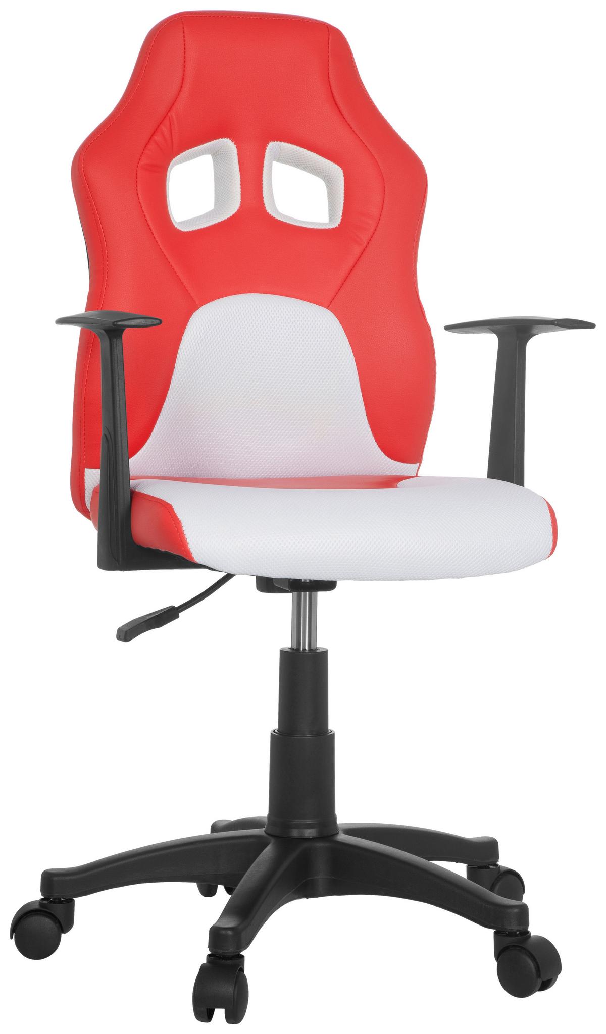 Jugenddrehstuhl Teen Game Rot/weiß Bis 70 Kg - Rot/Schwarz, MODERN, Kunststoff/Textil (54/105/48cm) - MID.YOU