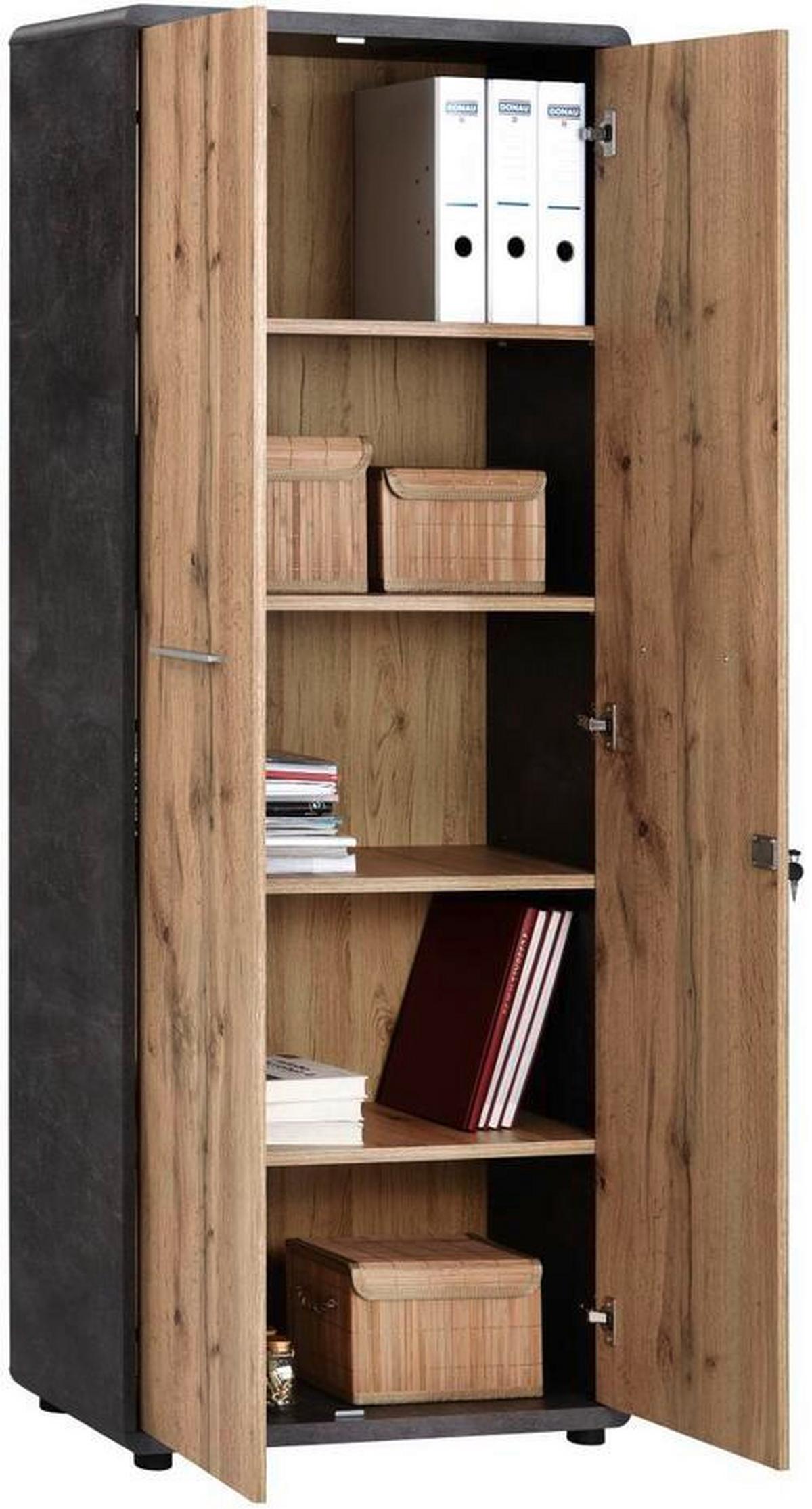 Aktenschrank Versperrbar Fontana Eiche, B 75 Cm - Eichefarben/Dunkelgrau, MODERN, Holzwerkstoff (75/184,7/35cm)