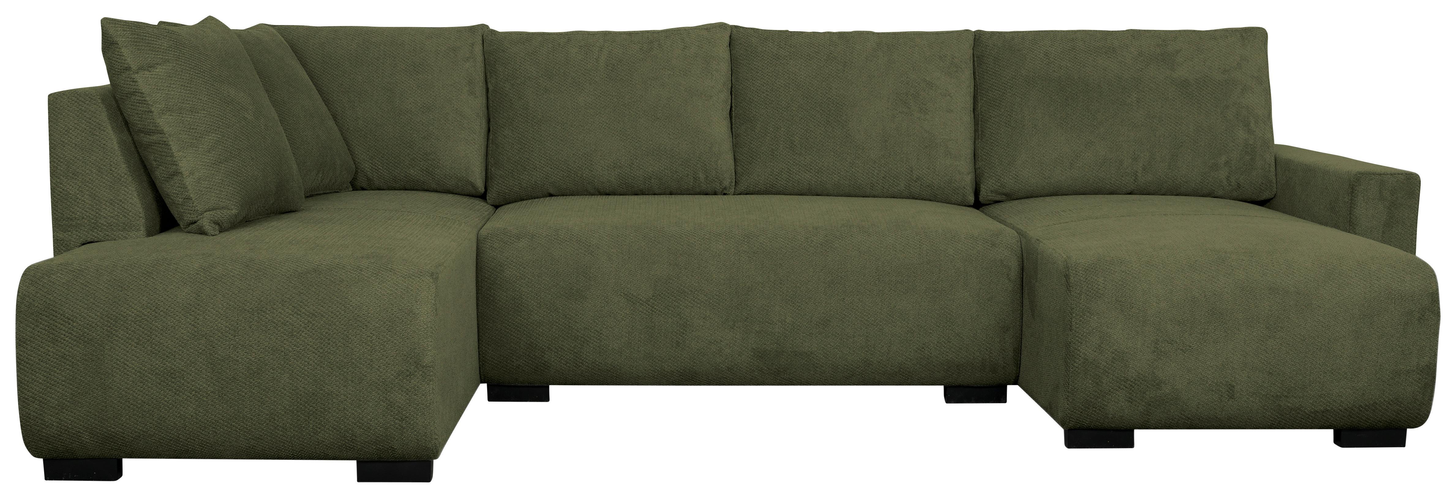 Wohnlandschaft Veronice Olivgrün B: 313 cm - Blau/Schwarz, Trend, Textil (171/313/141cm)