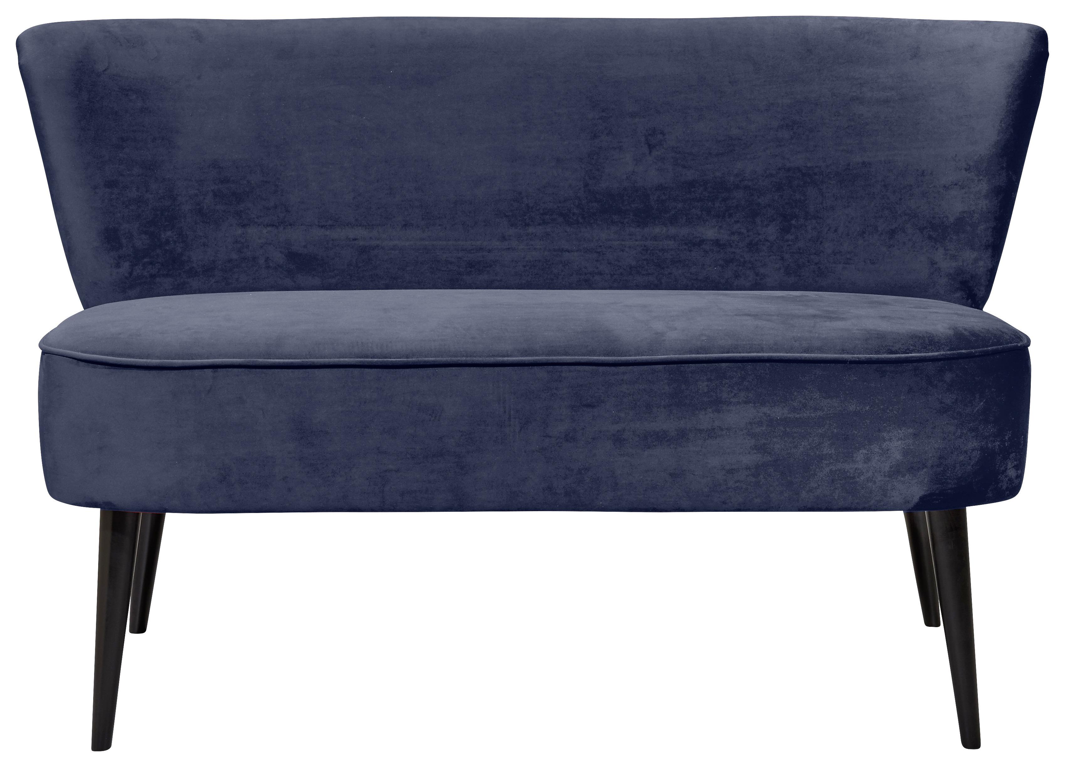 Sitzbank mit Lehne Gepolstert Samt Blau Lord B: 140 cm - Blau/Schwarz, Trend, Holzwerkstoff/Textil (140/83/75cm) - MID.YOU