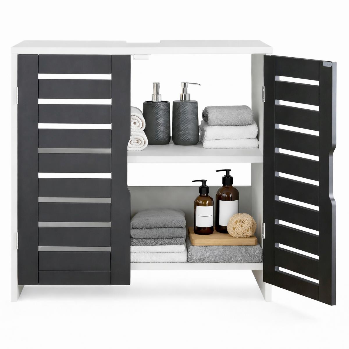 WASCHBECKENUNTERSCHRANK Flonali Weiß/Anthrazit B: 60cm - Anthrazit/Weiß, Trend, Holzwerkstoff (60/60/29cm) - MID.YOU