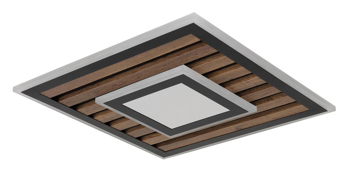 LED-Deckenleuchte Woody Schwarz Weiß Dunkelbraun - Dunkelbraun/Schwarz, Natur, Holzwerkstoff/Kunststoff (40/40/6cm) - Globo