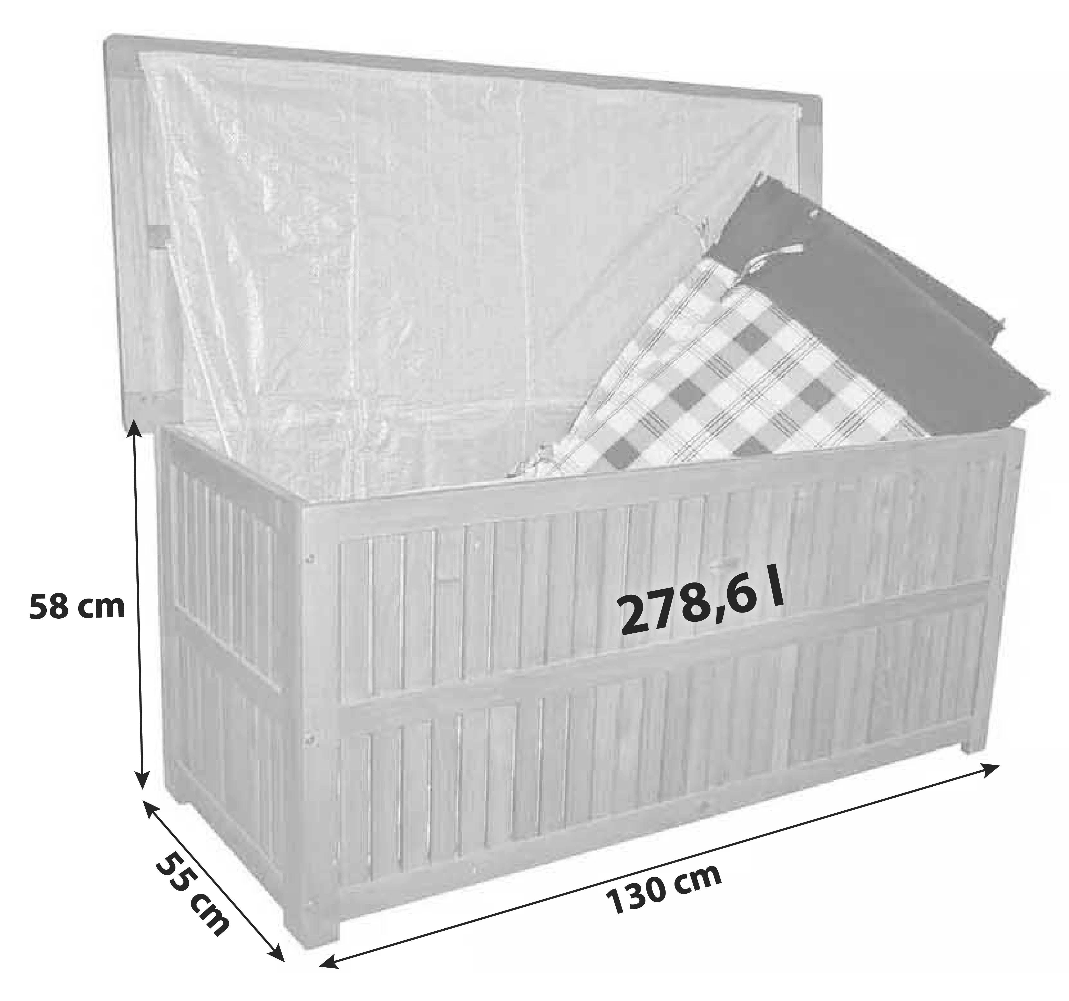 Kissenbox Plano 130x58x55 cm 278,6l Holz - Braun, Basics, Holz (130/58/55cm)