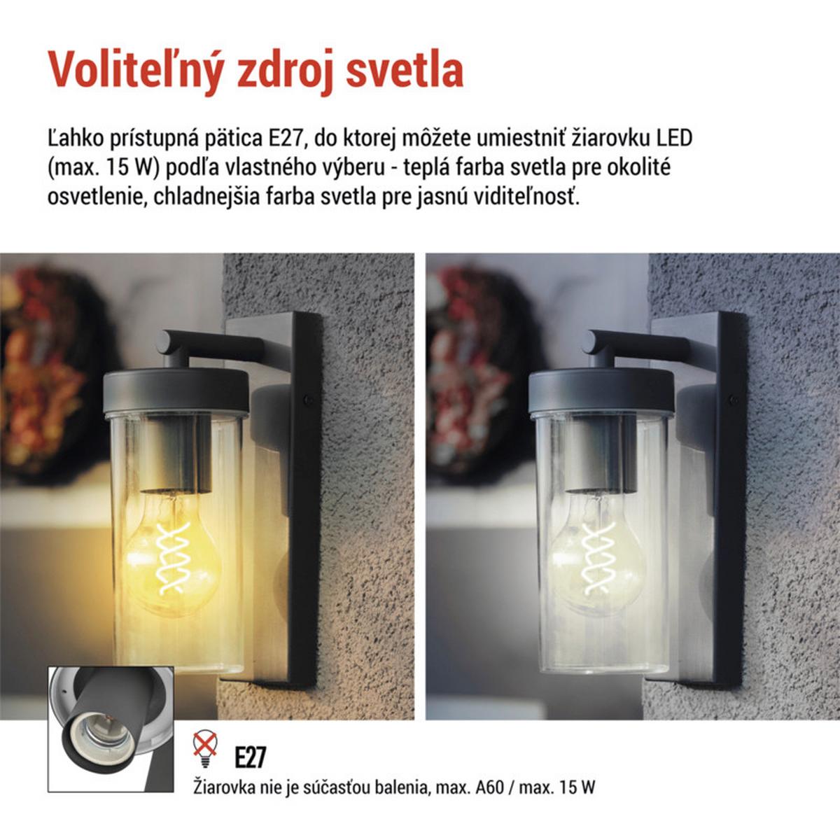 VONKAJŠIE LED SVIETIDLO ZALA - antracitová, Modern, kov/plast