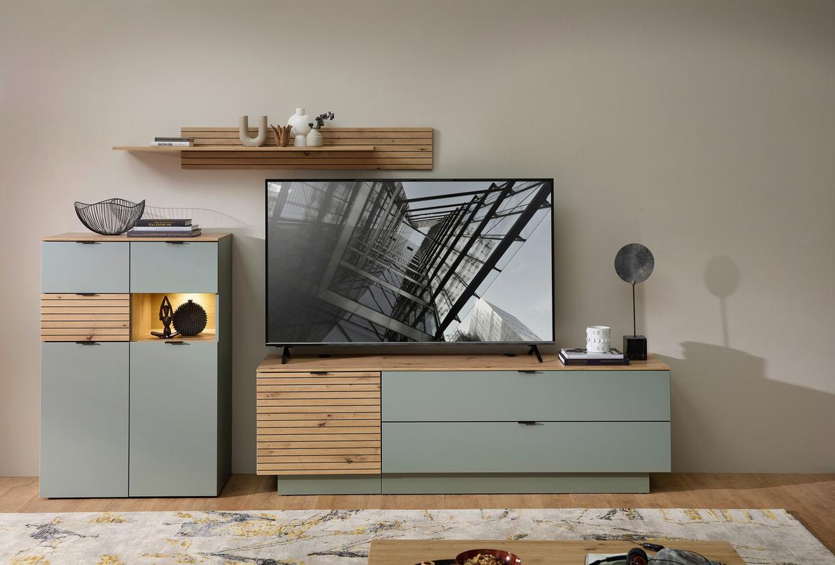 VYSOKÁ KOMODA MEMPHIS - černá/zelená, Moderní, kov/kompozitní dřevo (125/125/45cm) - Premium Living