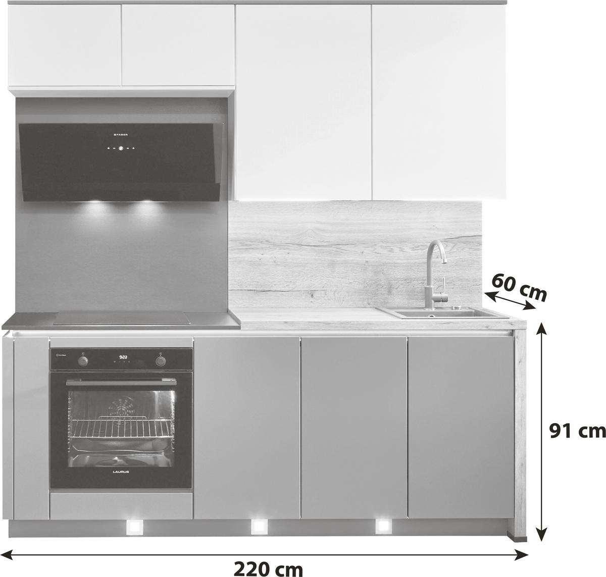 Küchenblock Toronto - Schieferfarben/Eichefarben, Design, Holzwerkstoff (220cm) - Vertico