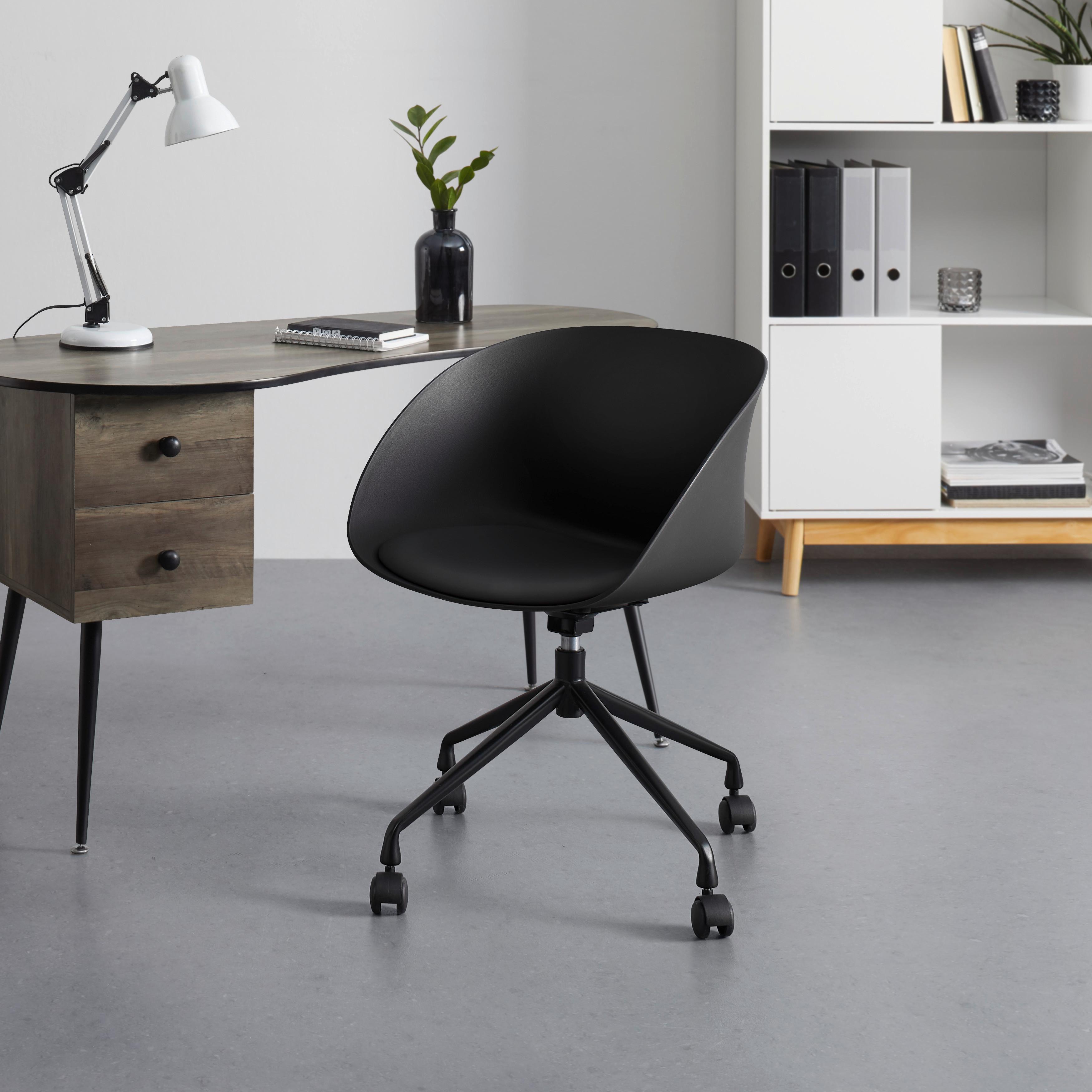 Otočná Kancelářská Židle Lia Černá - černá, Moderní, kov/textil (56,5/75/51,5cm) - Bessagi Home