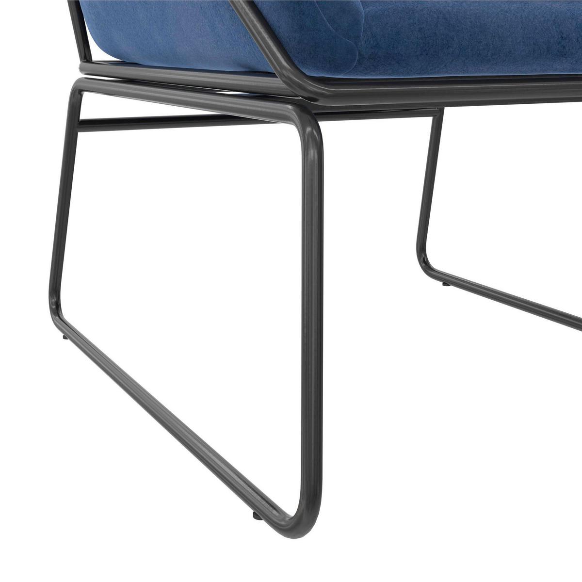 Stuhl Avery Blau Gepolstert - Blau/Schwarz, Design, Textil/Metall (71/81/66cm) - MID.YOU