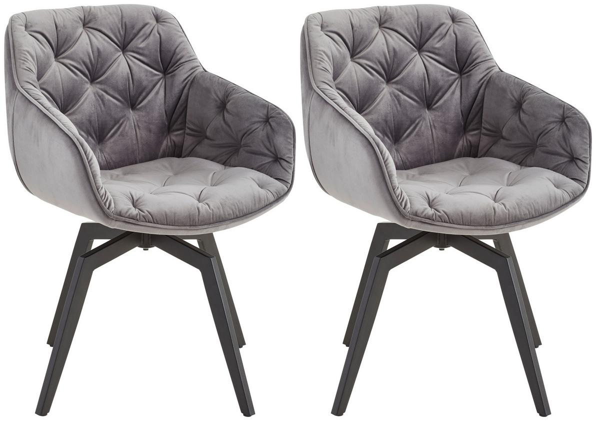 Armlehnstuhl-Set Grau mit drehbare Sitzfläche - Schwarz/Grau, MODERN, Holz/Textil (59,5/84/63,5cm) - Livetastic