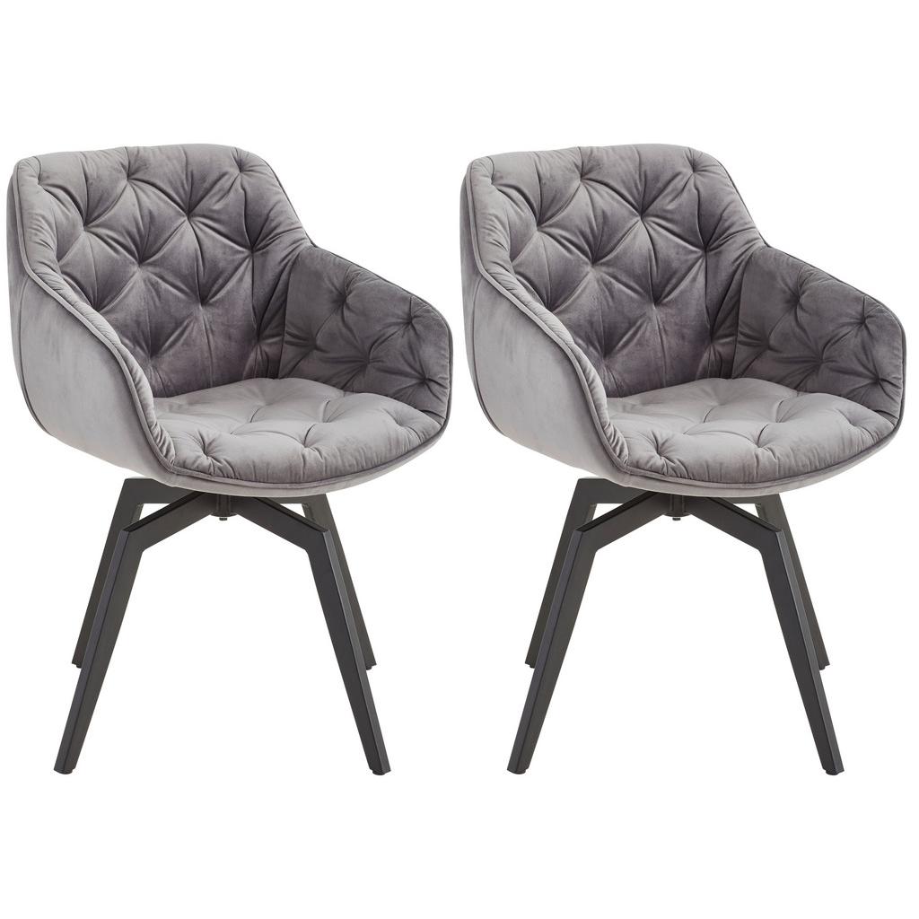 Armlehnstuhl-set Grau Mit Drehbare Sitzfläche