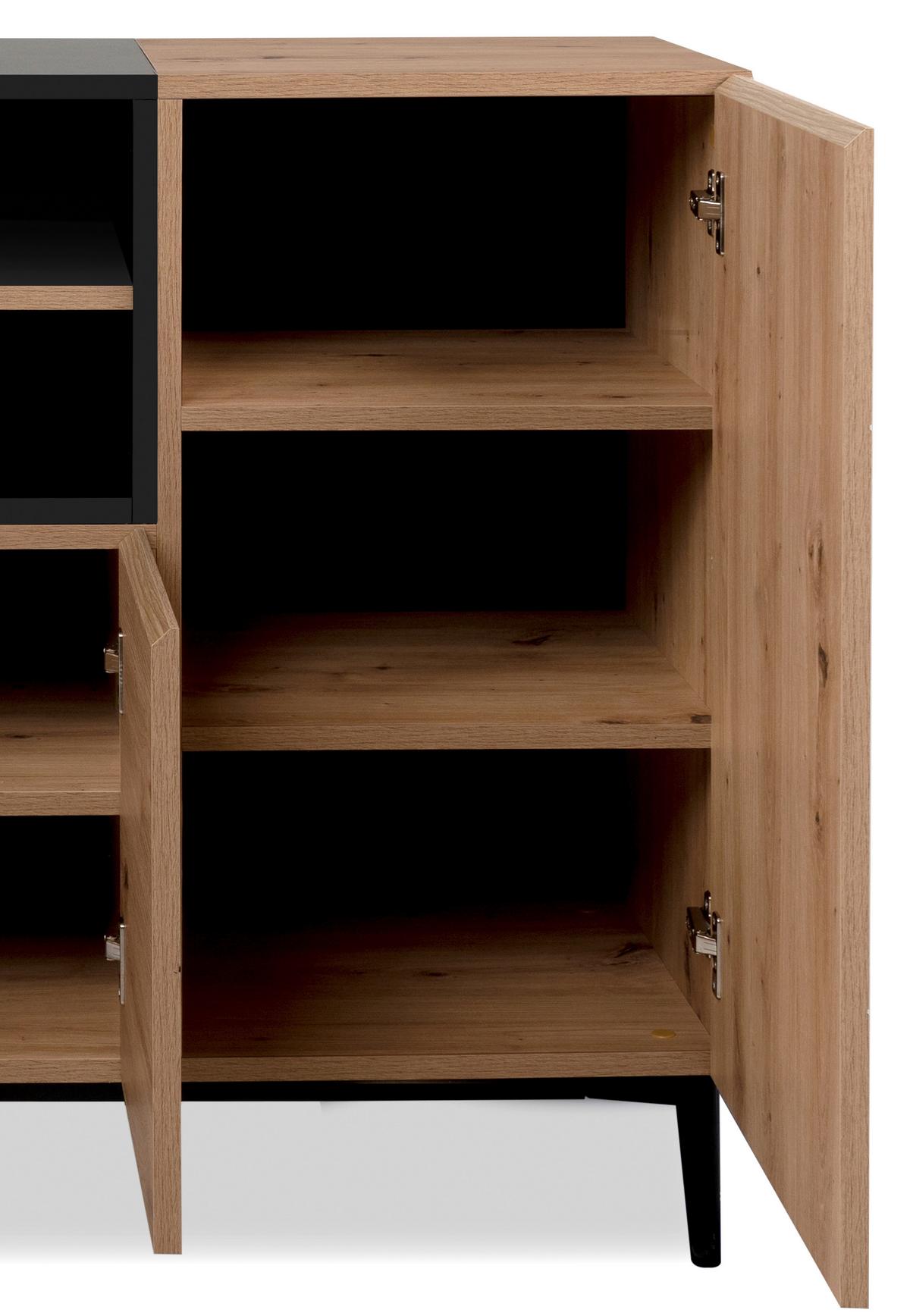 Kommode B 120 cm Nola, Eiche Dekor/Schwarz - Eichefarben/Schwarz, KONVENTIONELL, Holzwerkstoff (120/90/42cm) - MID.YOU