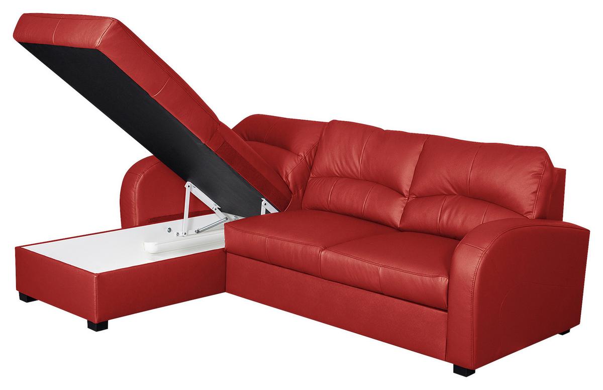 Ecksofa Tilo Rot S: 168 cm - Rot/Schwarz, Design, Leder/Textil (168/227cm) - Livetastic