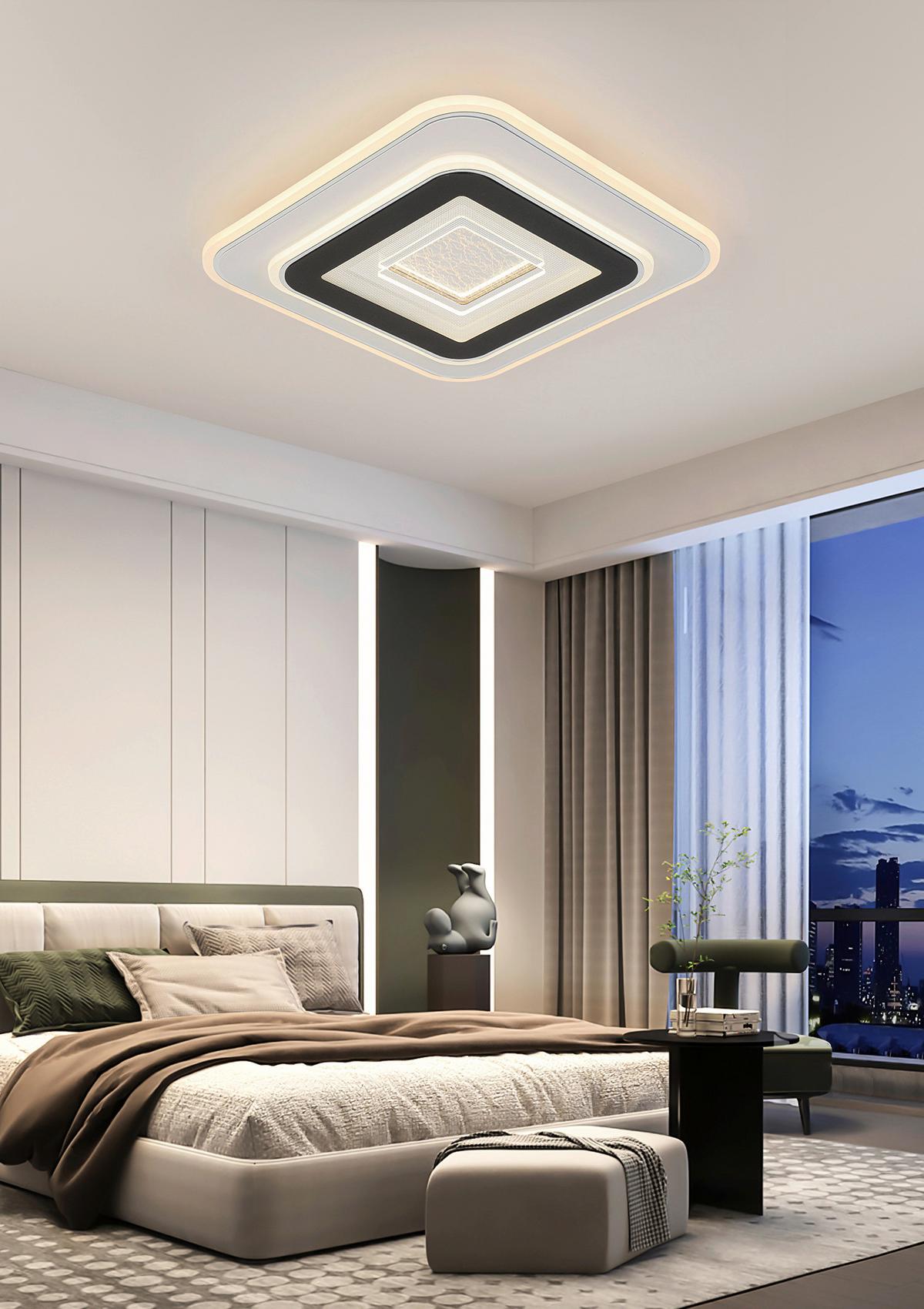 LED-Deckenleuchte Hil - Chromfarben/Schwarz, MODERN, Kunststoff/Metall (35/35/4,2cm) - Luca Bessoni