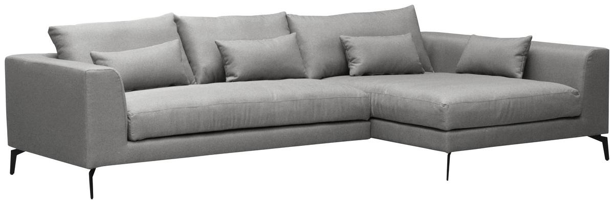 Ecksofa Berlin Webstoff Grau 313x172 Cm - Schwarz/Grau, Design, Textil (313/172cm) - Livetastic