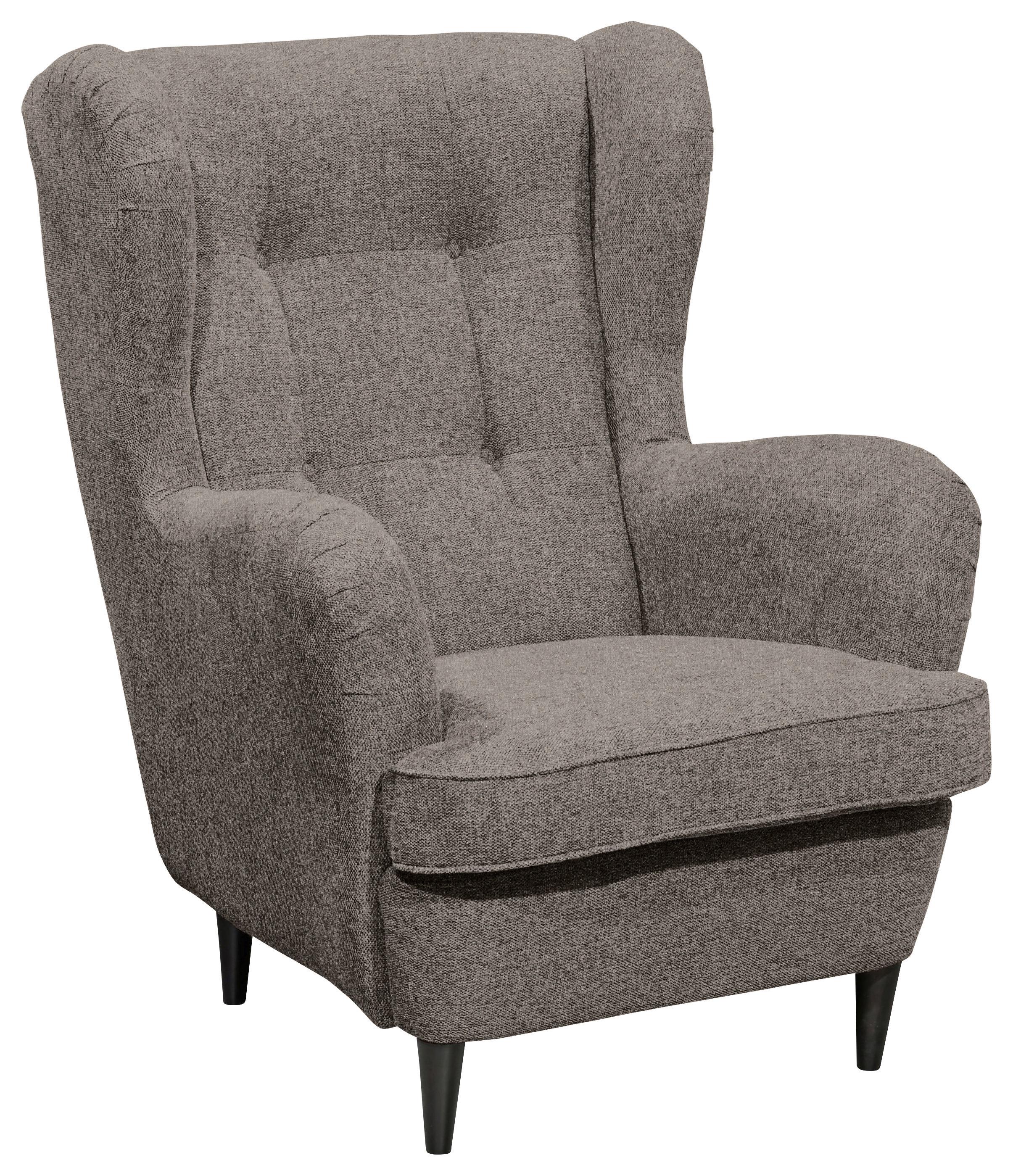 Ohrensessel Oskar Sandfarben B: 78 cm - Sandfarben/Schwarz, Basics, Textil (78/102/98cm) - Livetastic