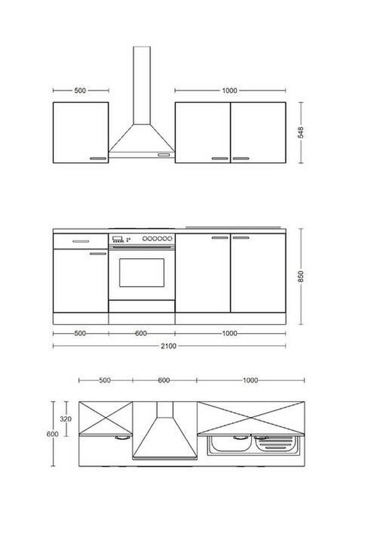 Küchenblock Lucca Weiß/graubraun B: 210 Cm - Graubraun/Weiß, MODERN, Holzwerkstoff (210cm) - FlexWell