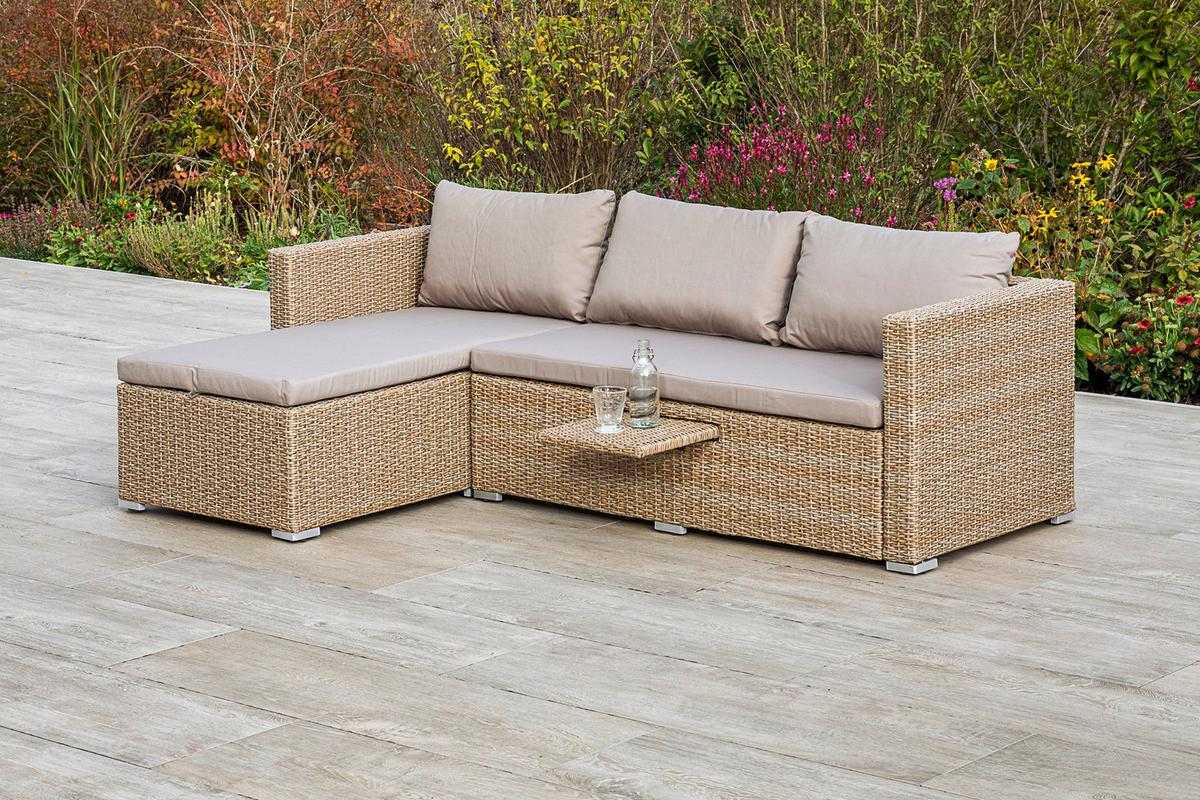 Loungegarnitur Veneto Aus Kunststoff Mit Kissen - Naturfarben, MODERN, Kunststoff/Metall (215/140cm) - Gardenson