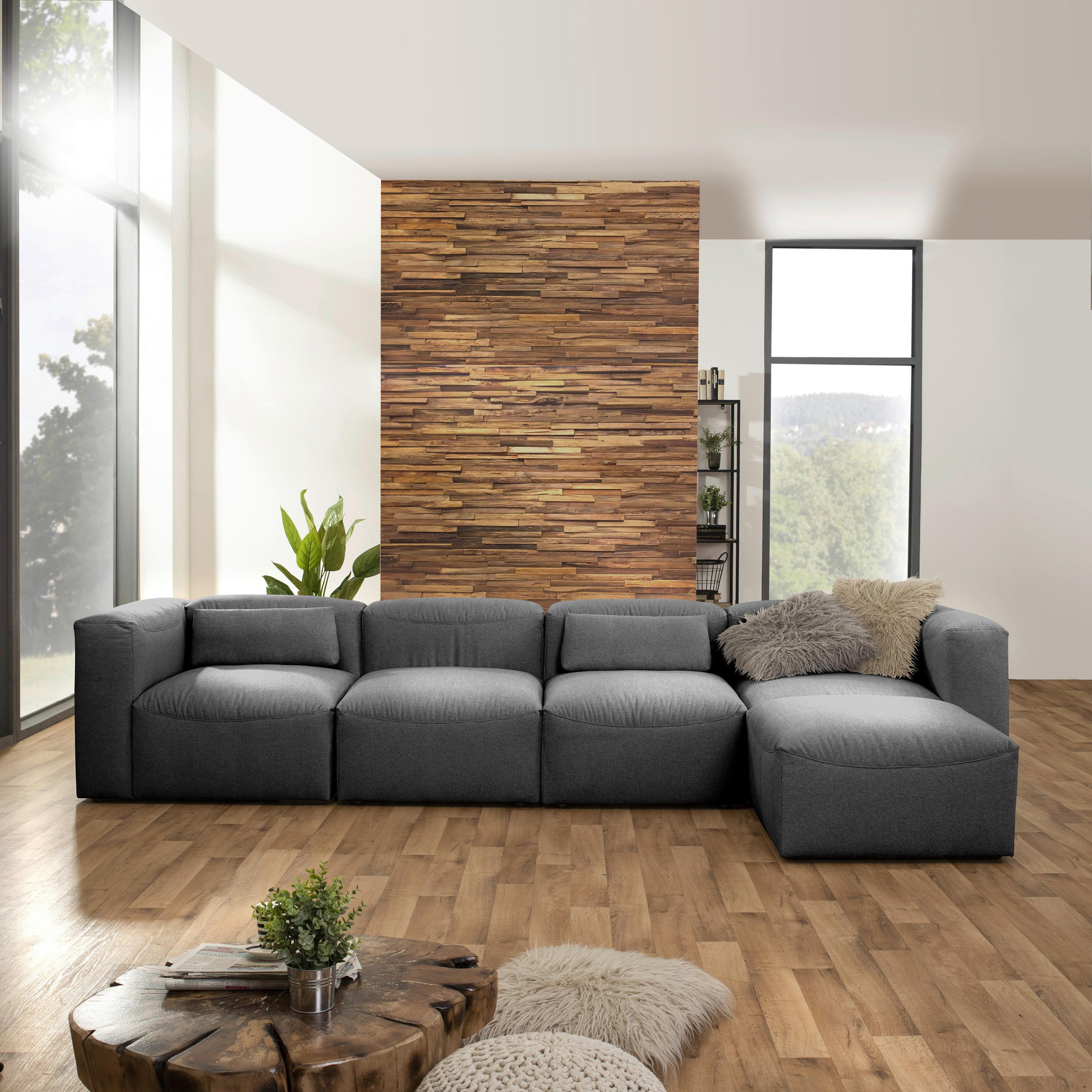 Ecksofa Lena Anthrazit Flachgewebe - Anthrazit, Design, Textil (350/175cm) - Max Winzer