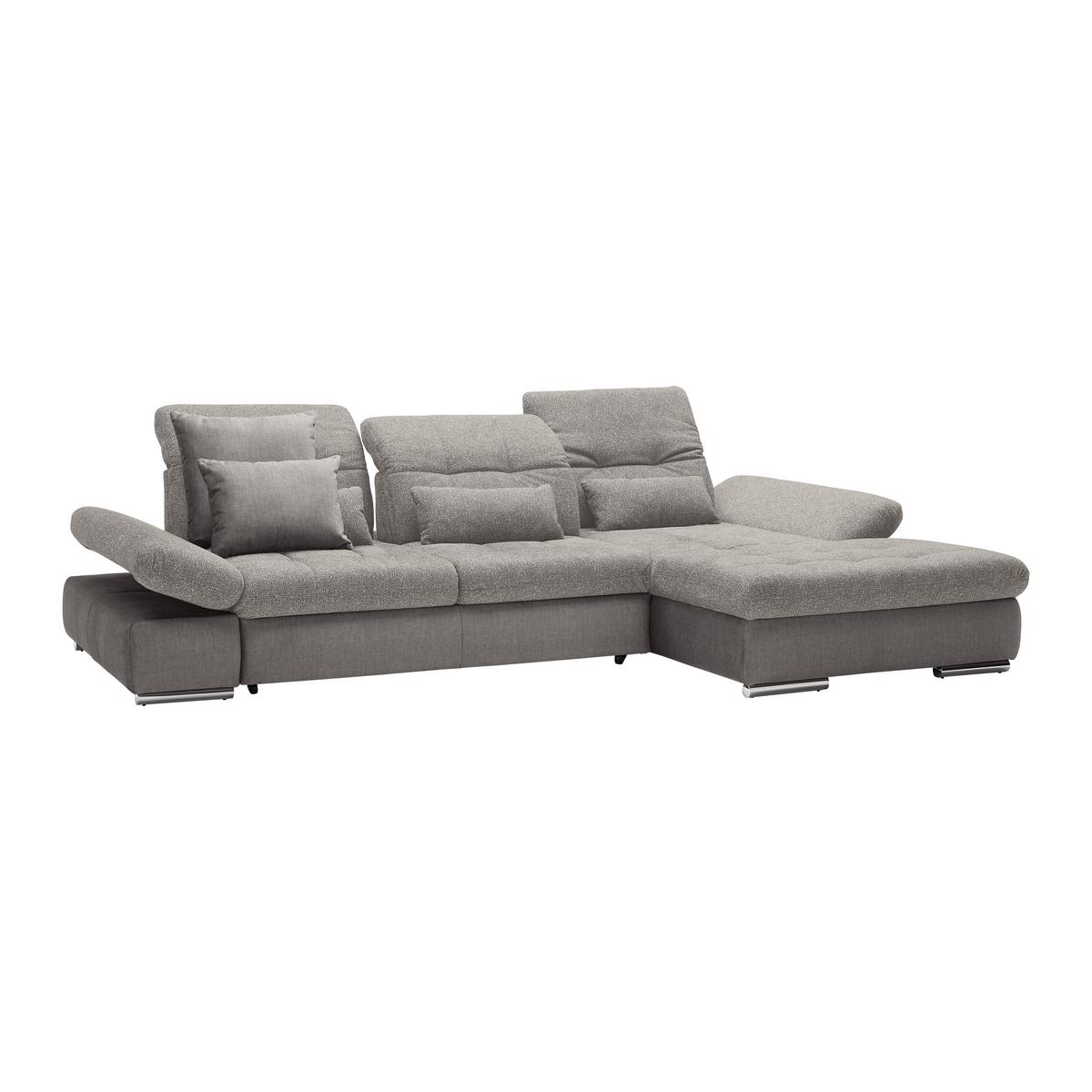 Rohová sedačka SANFINO, pravá, strieborná - chrómová/strieborná, Konventionell, kov/drevo (305/79-96/199cm) - Premium Living