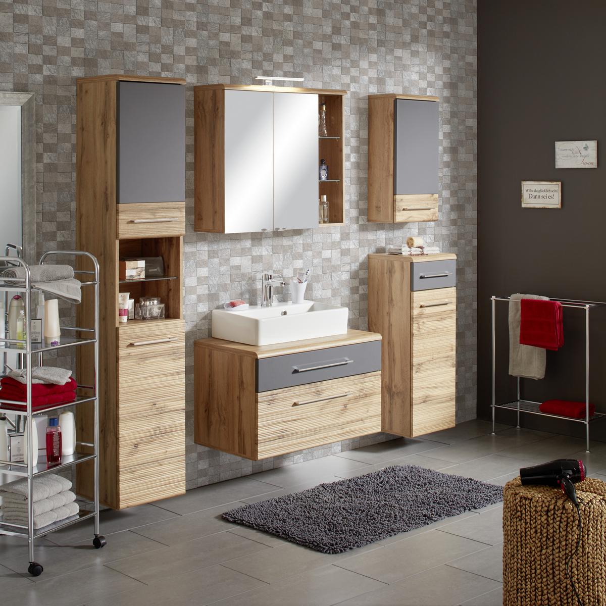 VYSOKÁ SKRINKA FLOAT BREIT - farba duba/antracitová, Modern, kov/kompozitné drevo (50/194/33cm) - Premium Living