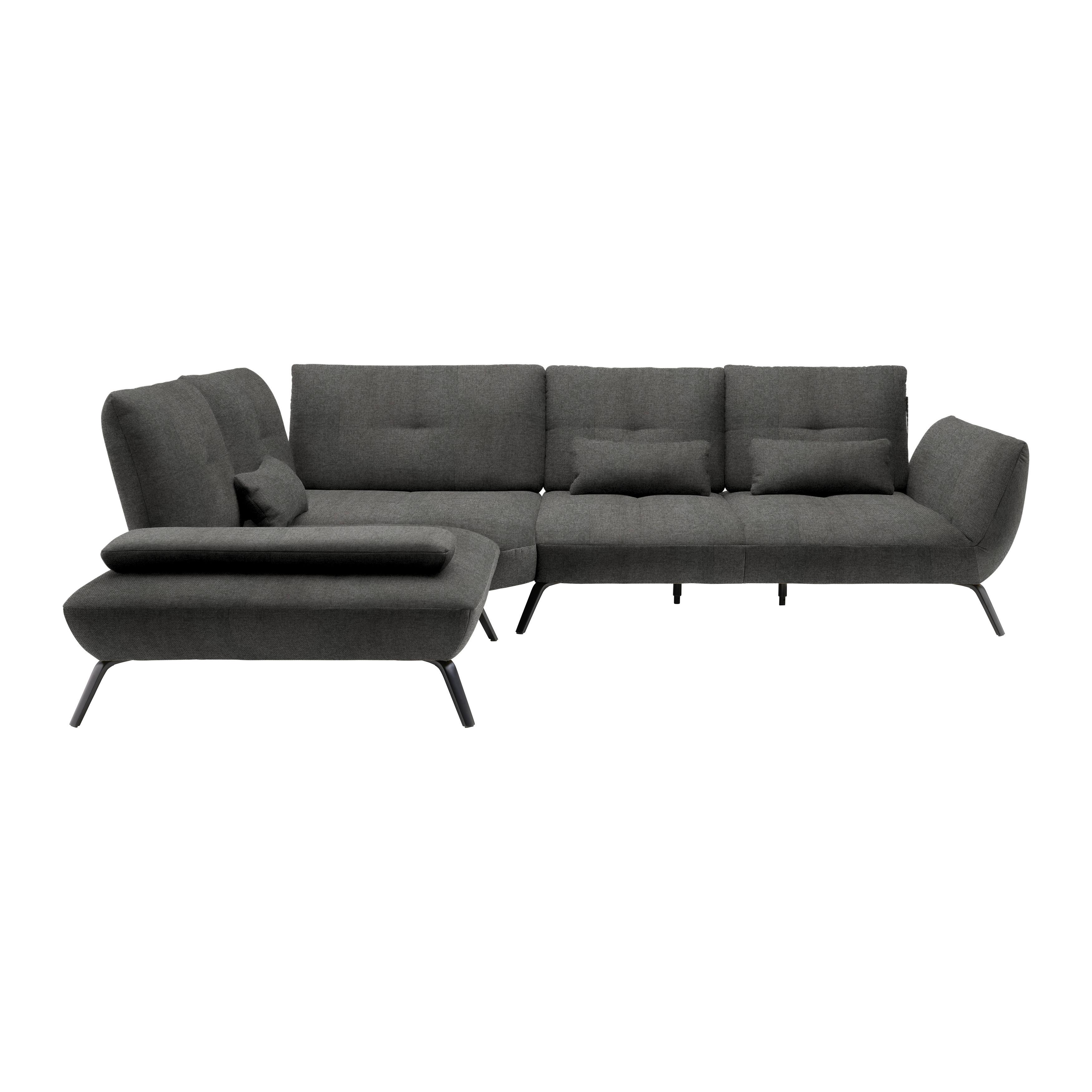Rohová sedačka TRENDY, levá, antracitová - černá/antracitová, Moderní, kov/kompozitní dřevo (250/93/310cm) - Premium Living