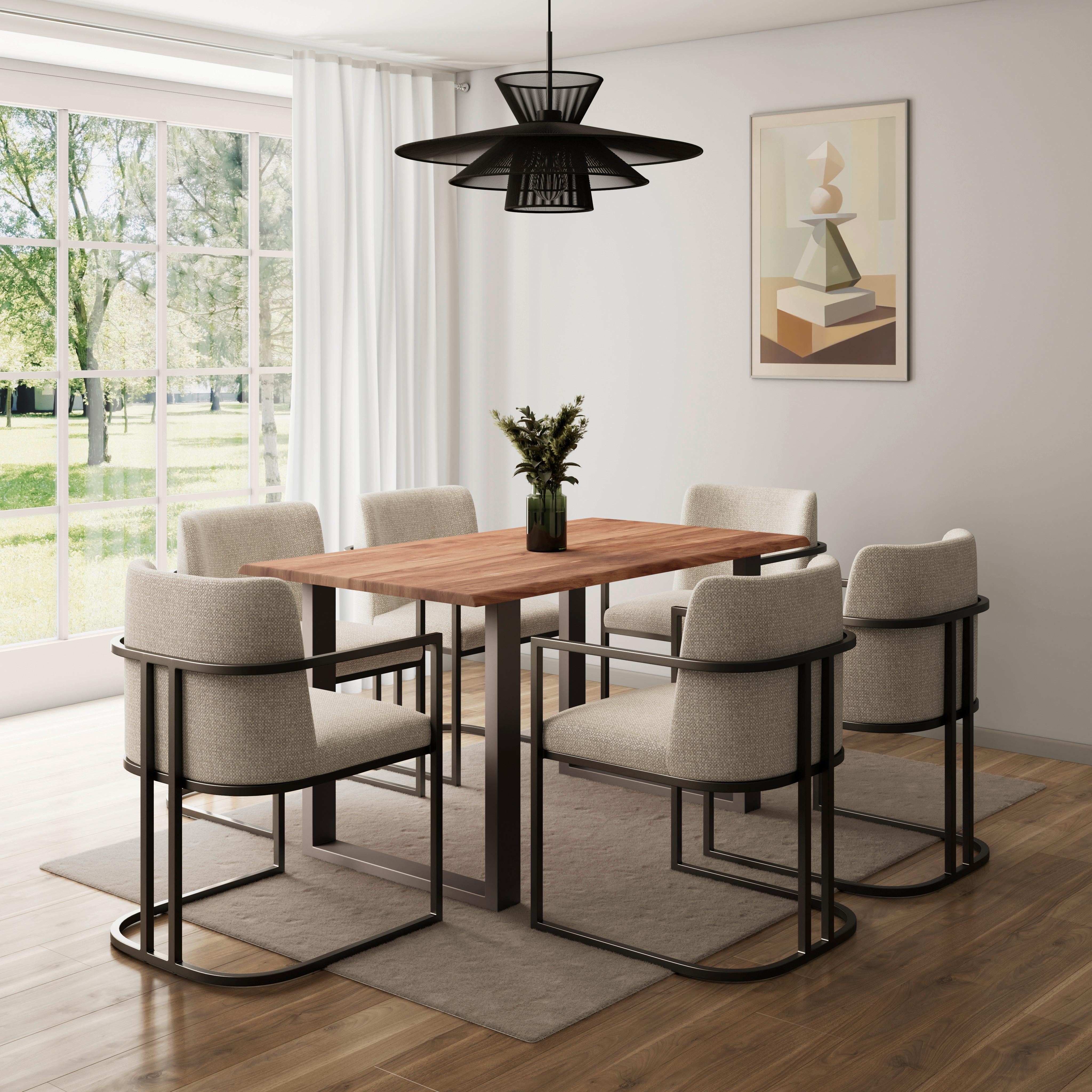 Zidle s područkami AMARA - černá/světle šedá, Moderní, kov/dřevo (55/81,5/60cm) - Bessagi Home
