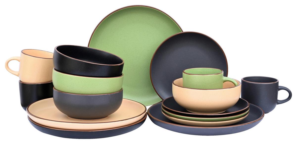 Étkészlet Anne 16 Részes - sárga/fekete, Modern, kerámia - James Wood