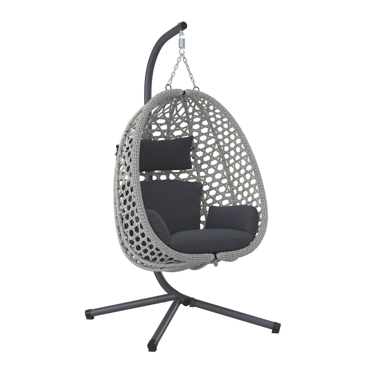 Függőfotel Tiffany - sötétszürke, Modern, műanyag/textil (94/197/68cm) - Beldano